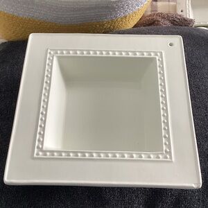 Classic White Ceramic Square Serving Bowl with Beaded Border
